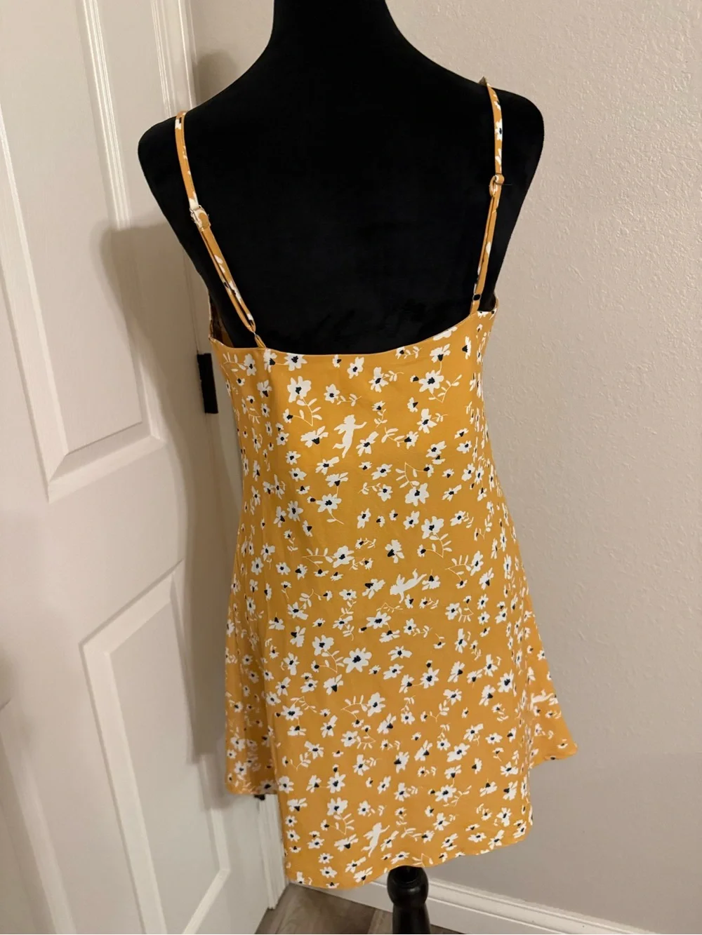 Princess Polly Mustard Floral Print Dress with White and Black Accents